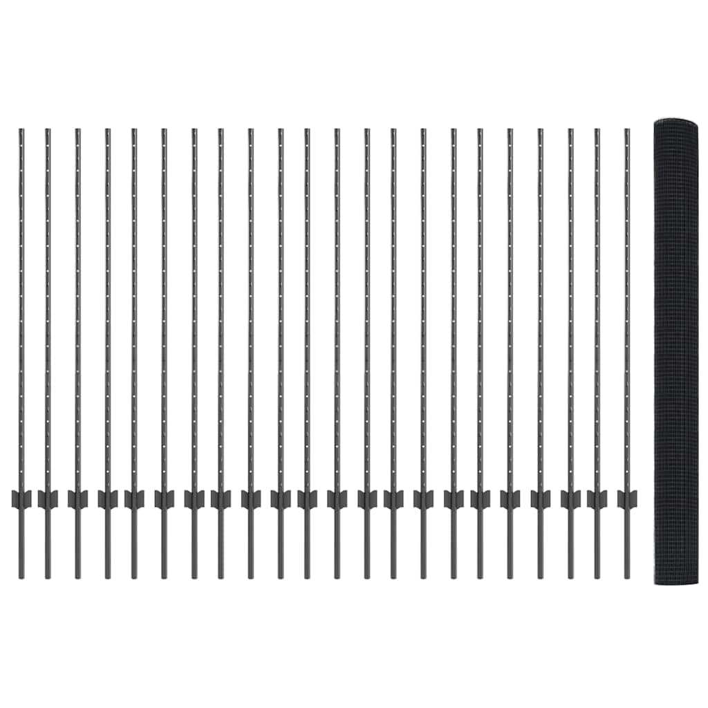 Sveiset trådgjerde med stolper 50 x 1,4 m PVC-belagt stål Grå
