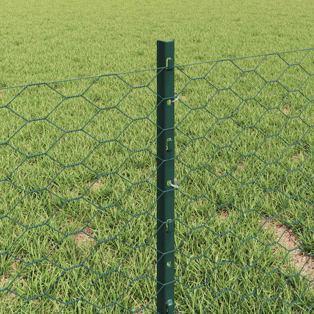 Sekskantet gjerde med post 10 x 0,4 m PVC-belagt stål Grønn