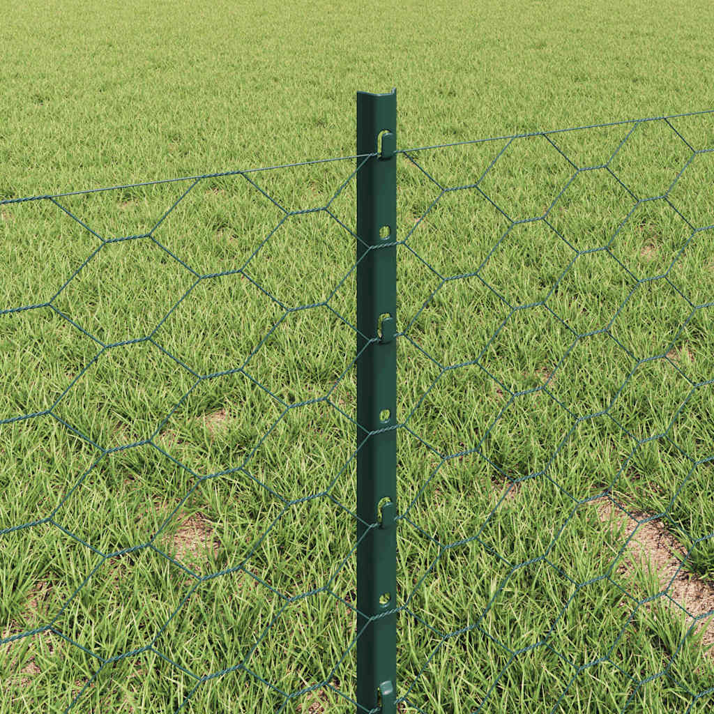Sekskantet gjerde med post 10 x 0,4 m PVC-belagt stål Grønn