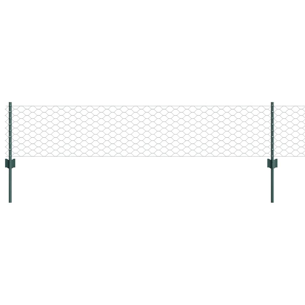 Sekskantet gjerde med post 10 x 0,4 m PVC-belagt stål Grønn
