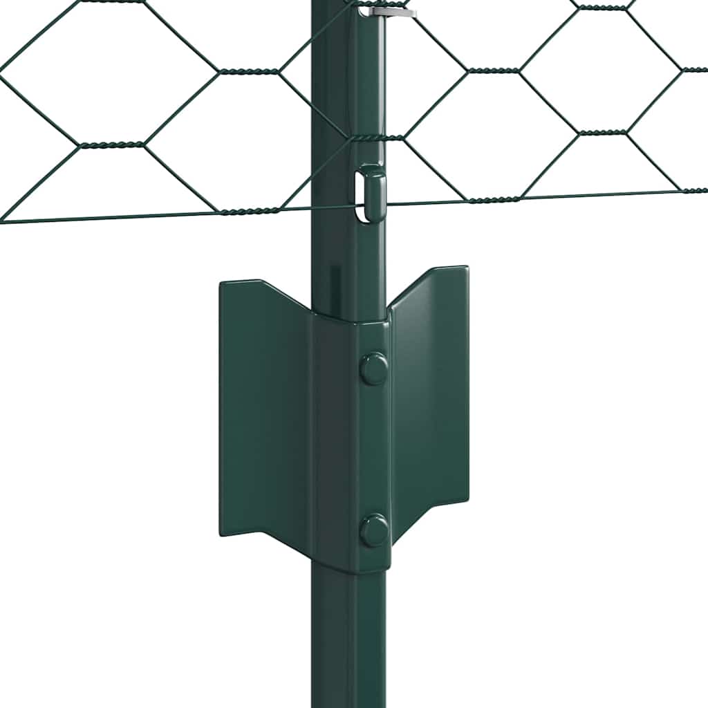 Sekskantet gjerde med post 10 x 0,8 m PVC-belagt stål Grønn
