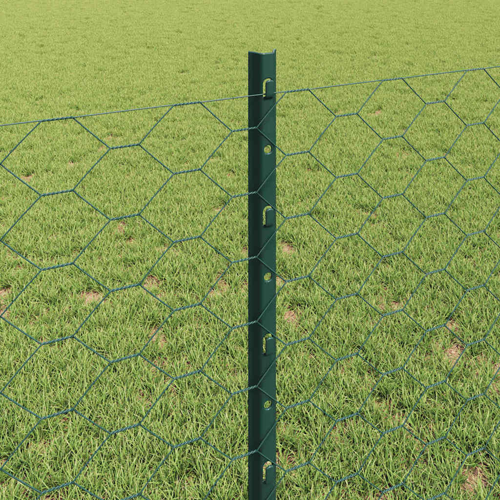 Sekskantet gjerde med post 10 x 0,8 m PVC-belagt stål Grønn