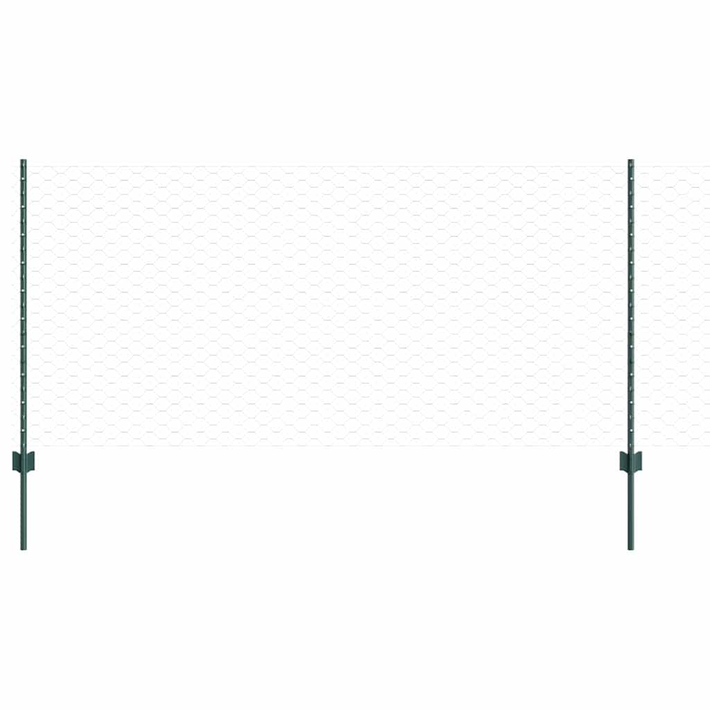 Sekskantet gjerde med post 10 x 1 m PVC-belagt stål Grønn Mesh