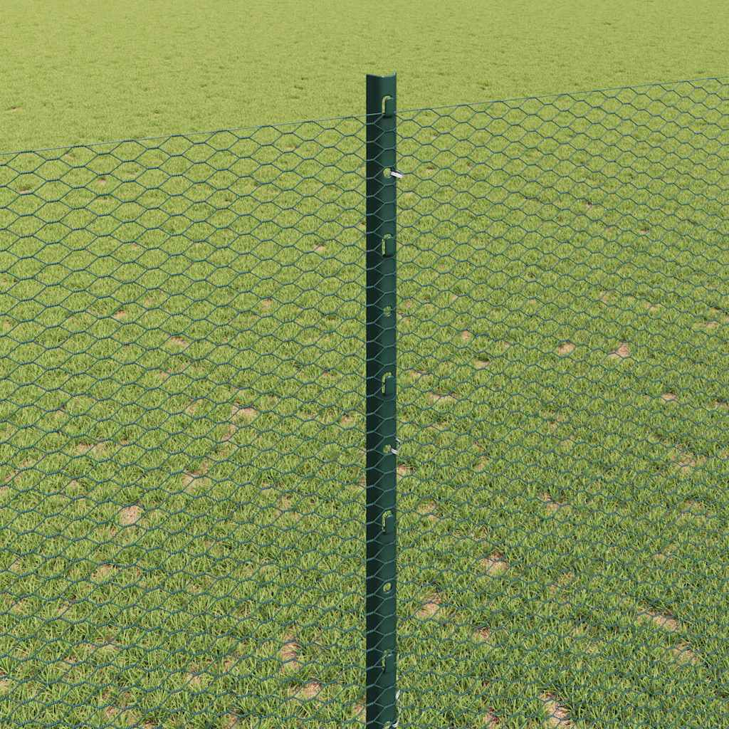 Sekskantet gjerde med post 10 x 1,4 m PVC-belagt stål Grønn