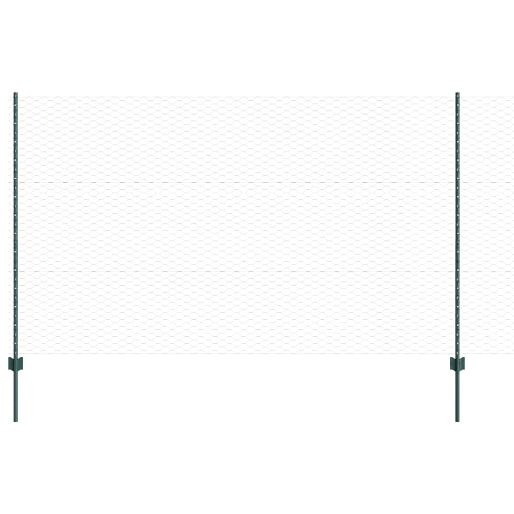 Sekskantet gjerde med post 10 x 1,4 m PVC-belagt stål Grønn