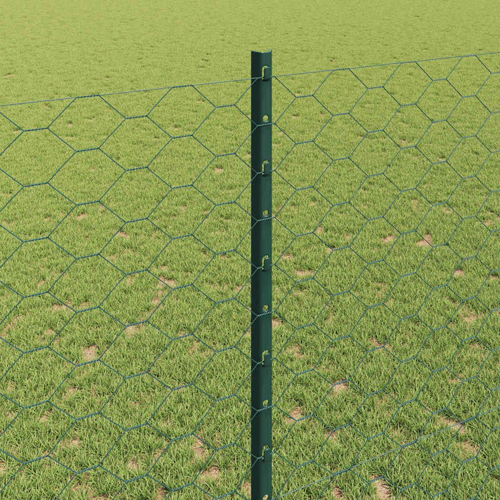 Sekskantet gjerde med post 10 x 1,4 m PVC-belagt stål Grønn