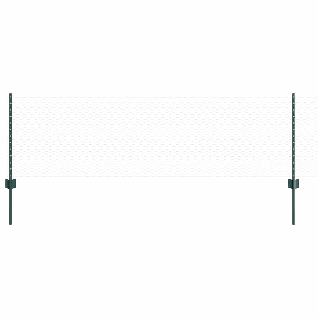 Sekskantet gjerde med post 25 x 0,6 m PVC-belagt stål Grønn