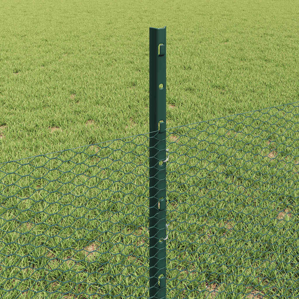 Sekskantet gjerde med post 50 x 0,5 m PVC-belagt stål Grønn