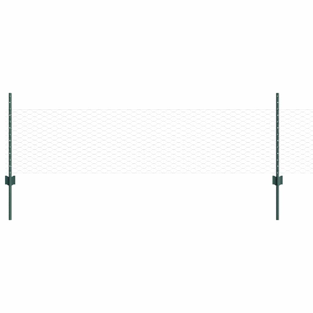 Sekskantet gjerde med post 50 x 0,5 m PVC-belagt stål Grønn