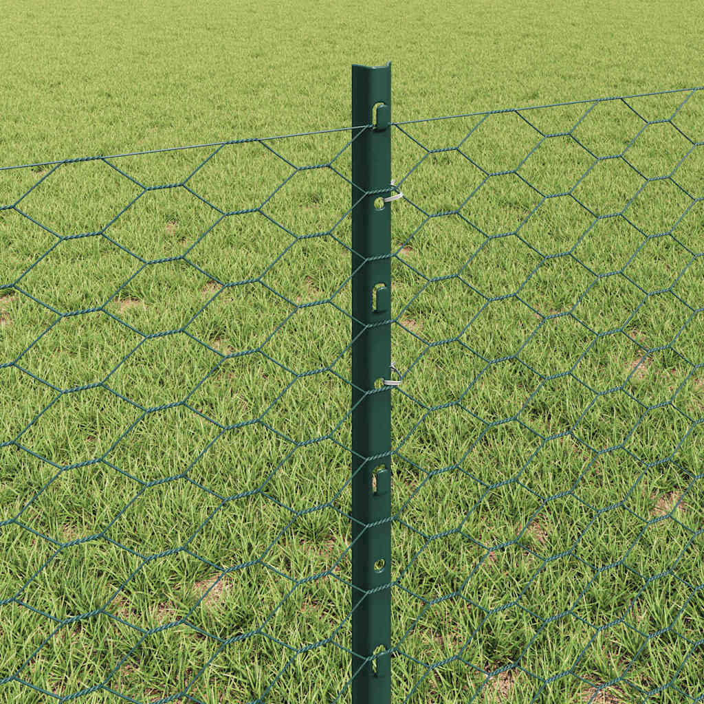 Sekskantet gjerde med post 50 x 0,6 m PVC-belagt stål Grønn