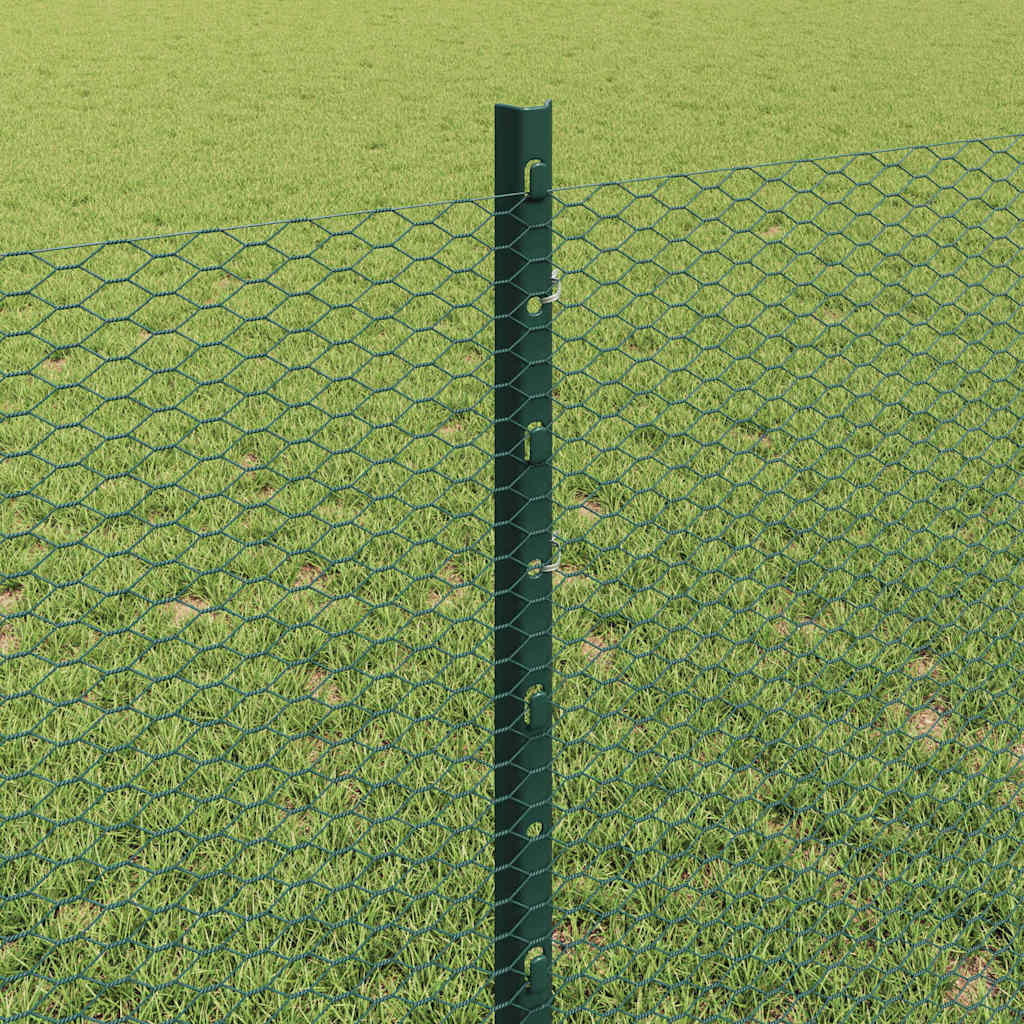 Sekskantet gjerde med post 50 x 0,8 m PVC-belagt stål Grønn