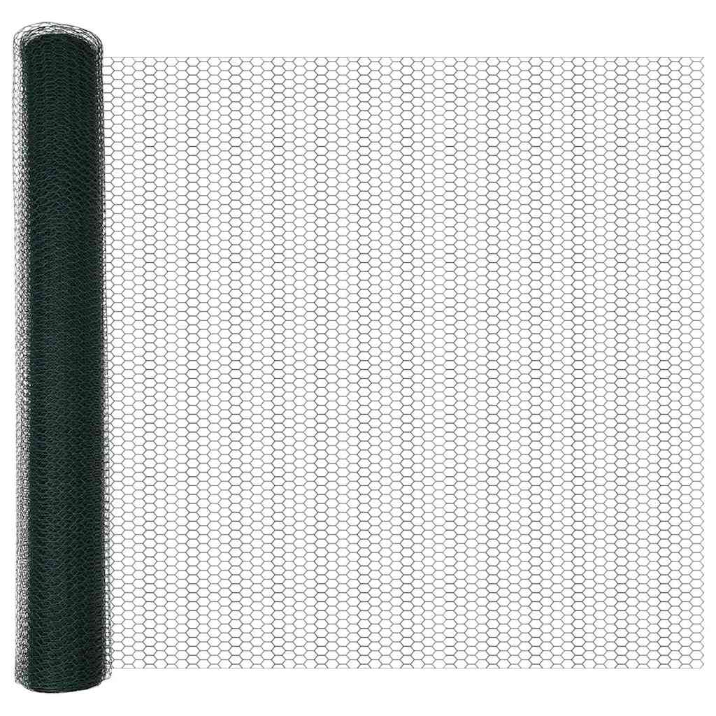 Sekskantet gjerde med post 50 x 1 m PVC-belagt stål Grønn Mesh