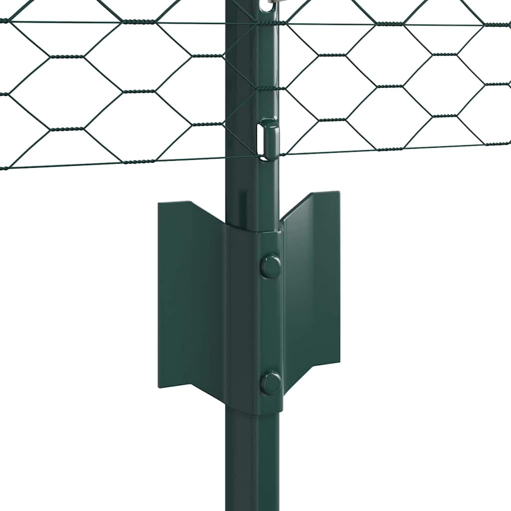 Sekskantet gjerde med post 100 x 0,5 m PVC-belagt stål Grønn