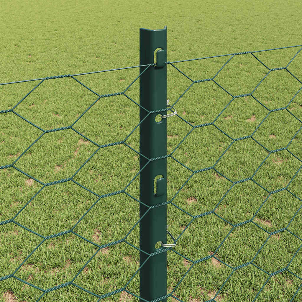Sekskantet gjerde med post 100 x 1,2 m PVC-belagt stål Grønn