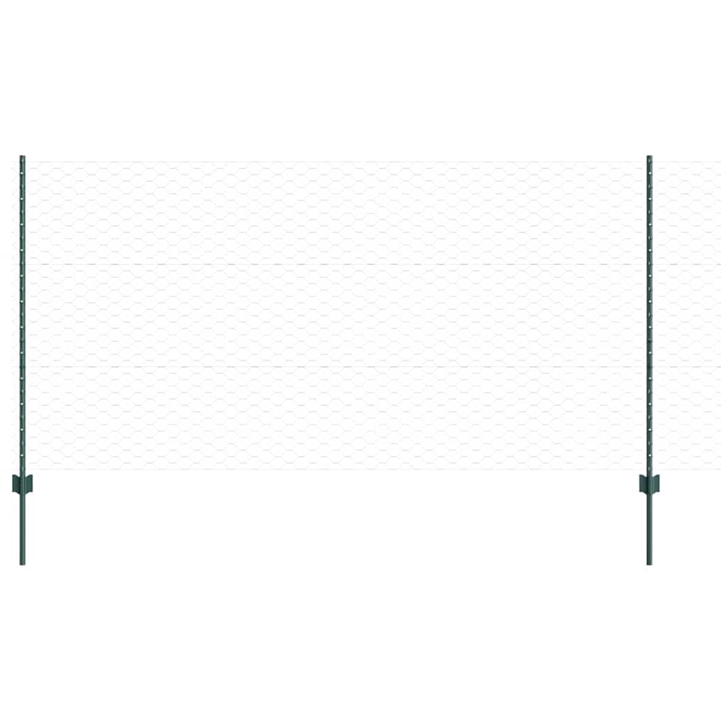 Sekskantet gjerde med post 100 x 1,2 m PVC-belagt stål Grønn