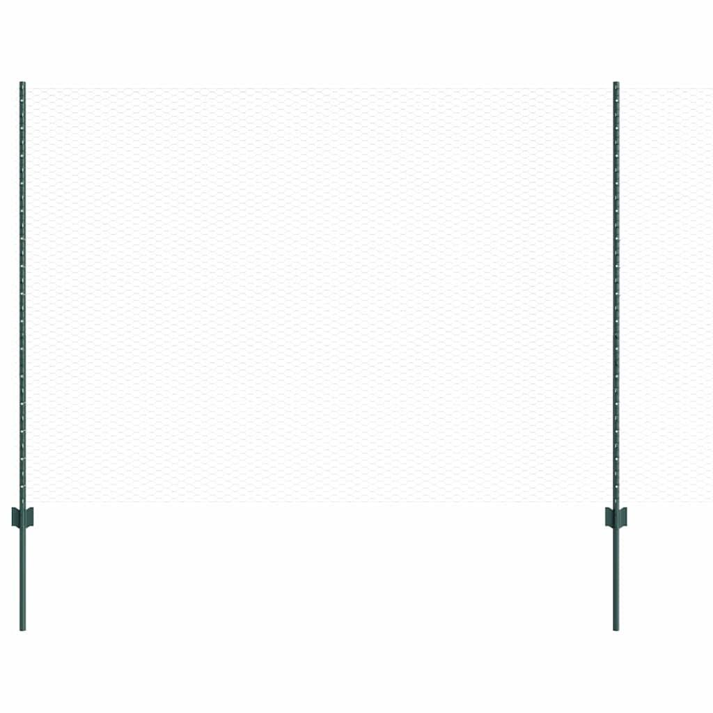 Sekskantet gjerde med post 100 x 1,6 m PVC-belagt stål Grønn