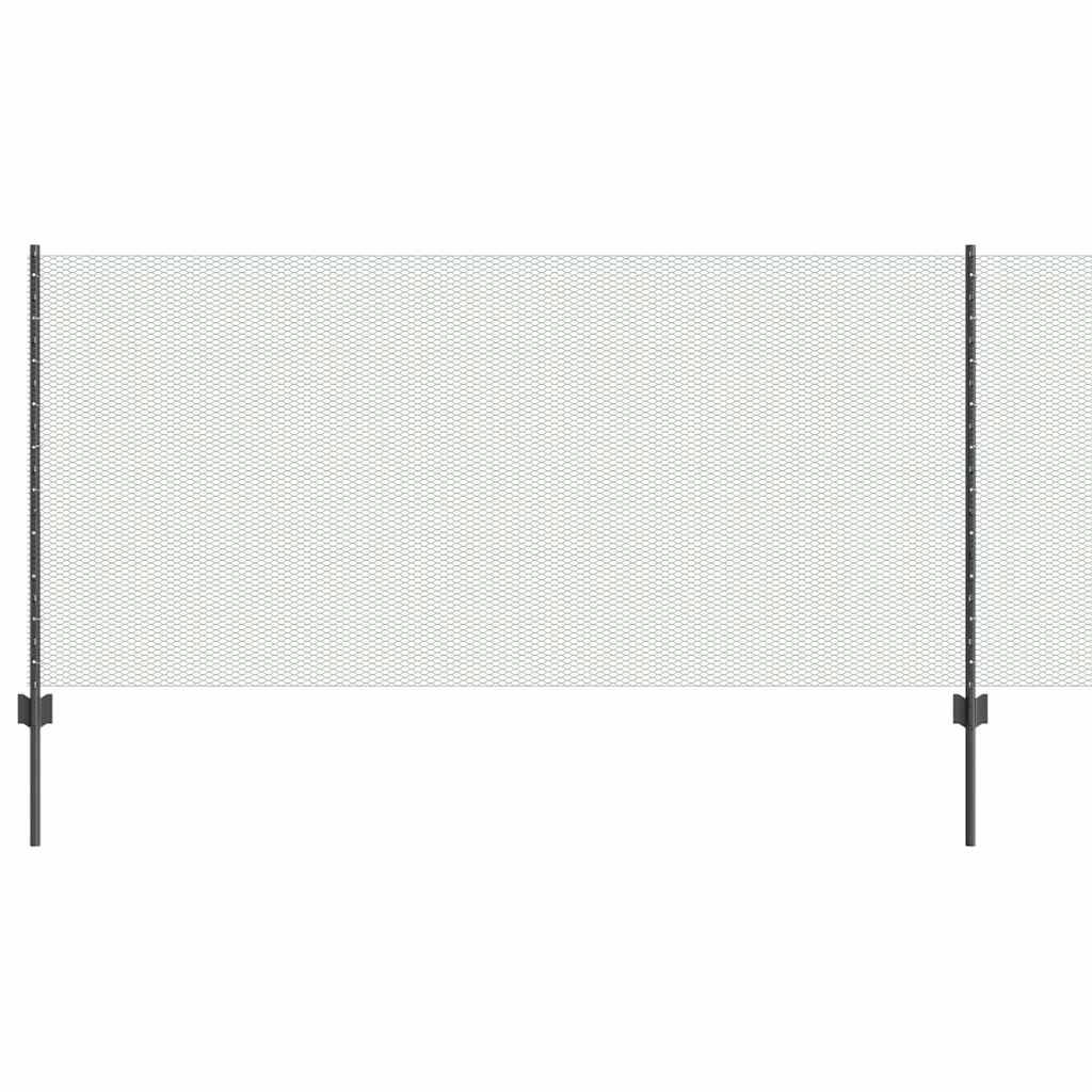 Sekskantet gjerde med post 10 x 1 m PVC-belagt stål Grå Mesh