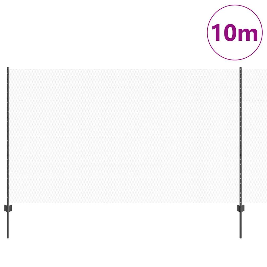 Sekskantet gjerde med post 10 x 1,4 m PVC-belagt stål Grå Mesh
