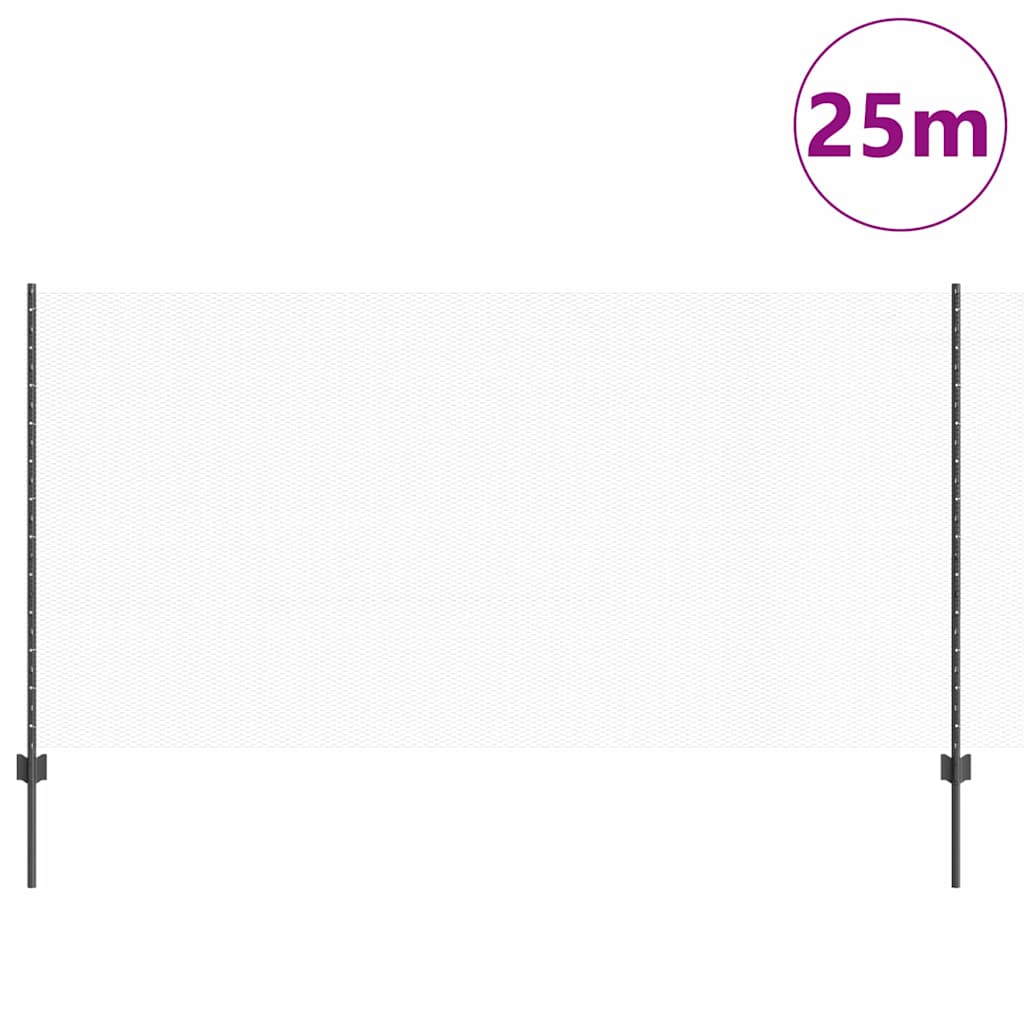 Sekskantet gjerde med post 25 x 1,2 m PVC-belagt stål Grå Mesh
