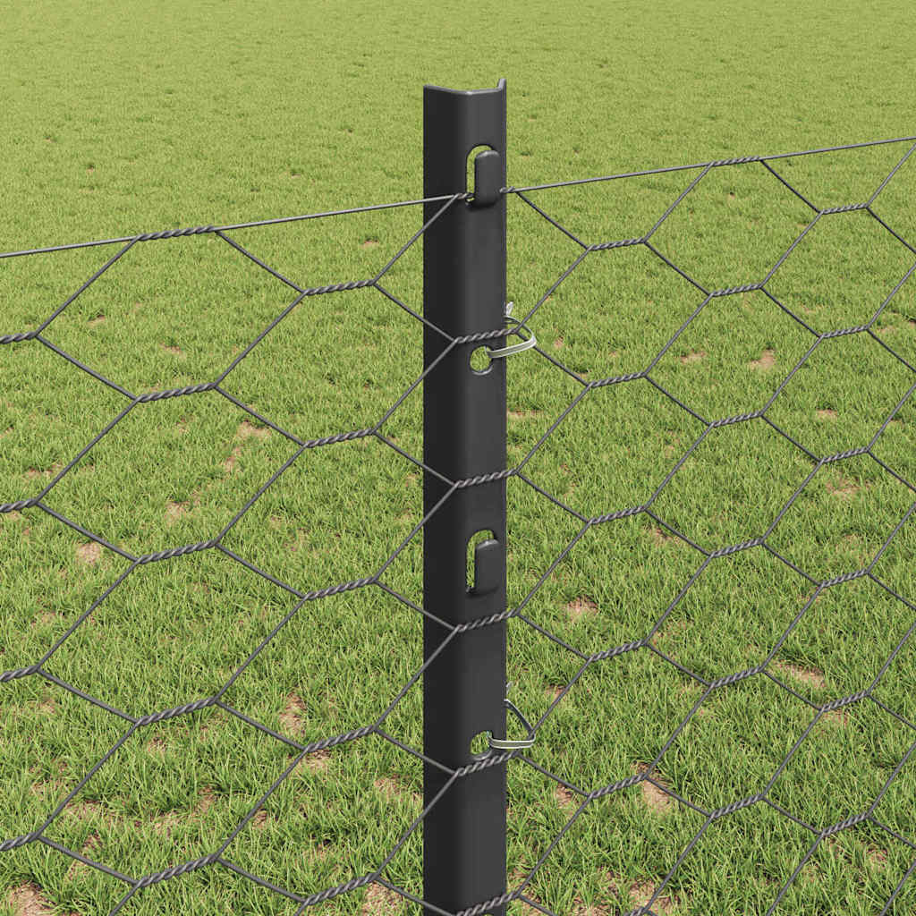 Sekskantet gjerde med post 100 x 1,2 m PVC-belagt stål Grå Mesh