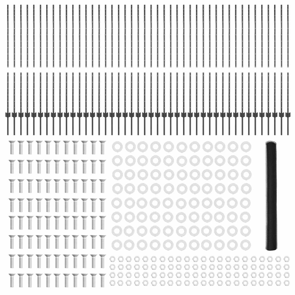 Sekskantet gjerde med post 100 x 1,4 m PVC-belagt stål Grå Mesh