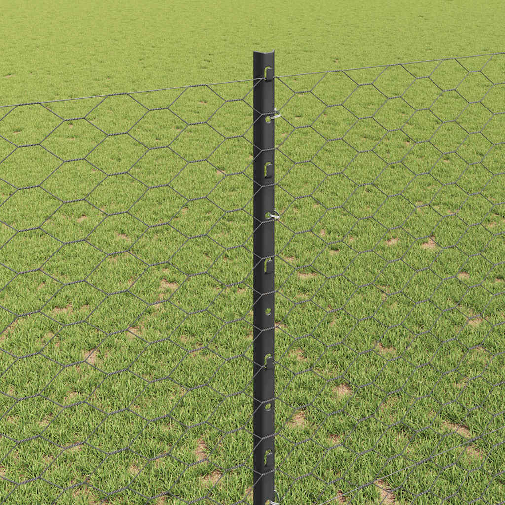Sekskantet gjerde med post 100 x 1,4 m PVC-belagt stål Grå Mesh