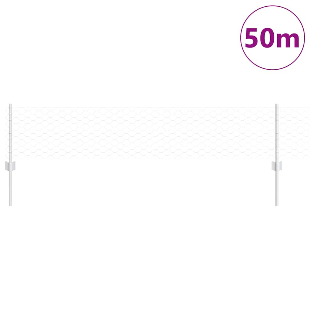 Gjerde med stolpe sølv 0,4 x 50 m Stål