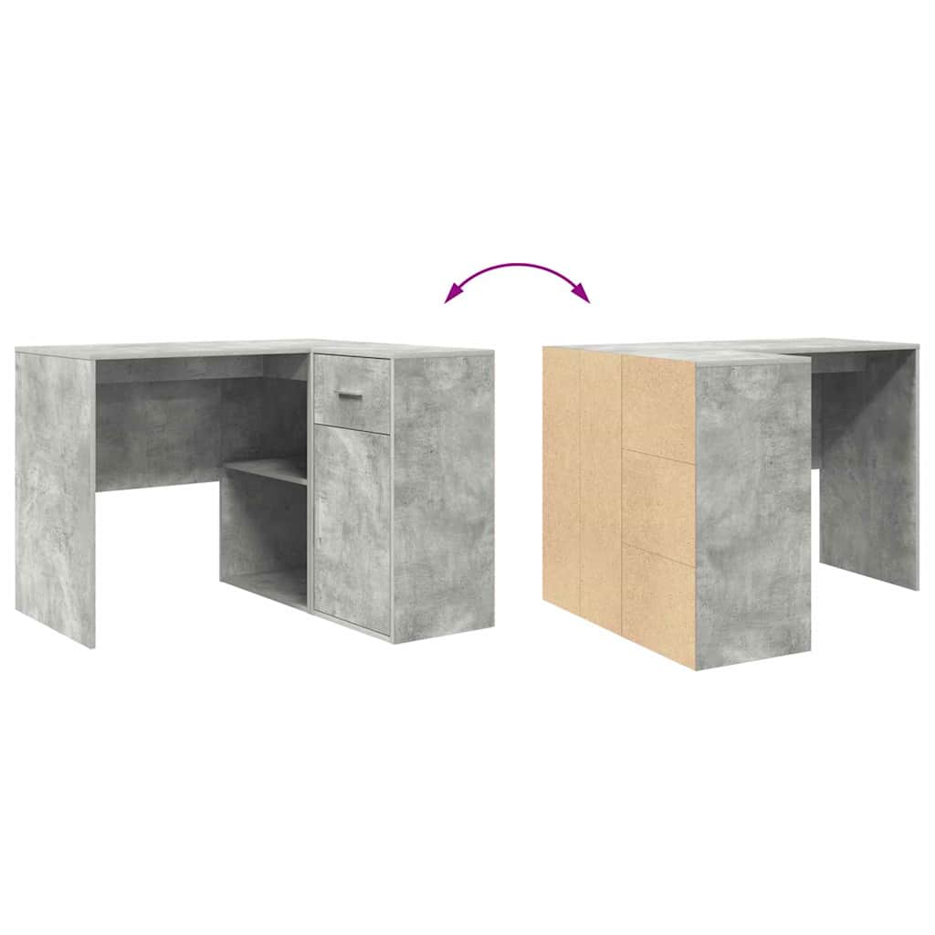Hjørneskrivebord med skuff Betonggrå 102 x 88 x 75 cm