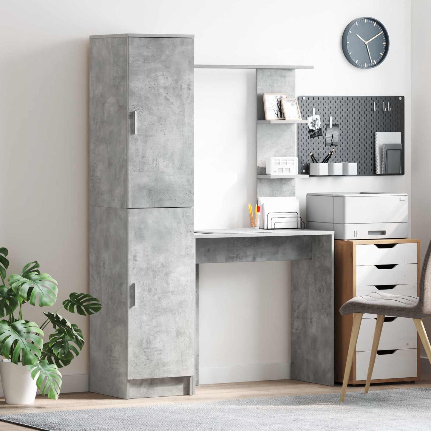 Skrivebord 2 pcs Betonggrå vidaXL