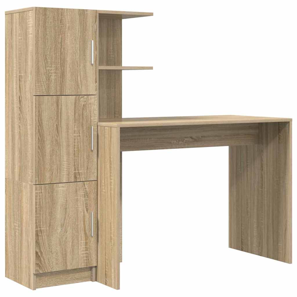 Skrivebord 2 pcs Sonoma eik vidaXL