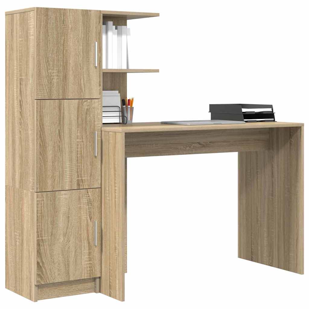Skrivebord 2 pcs Sonoma eik vidaXL
