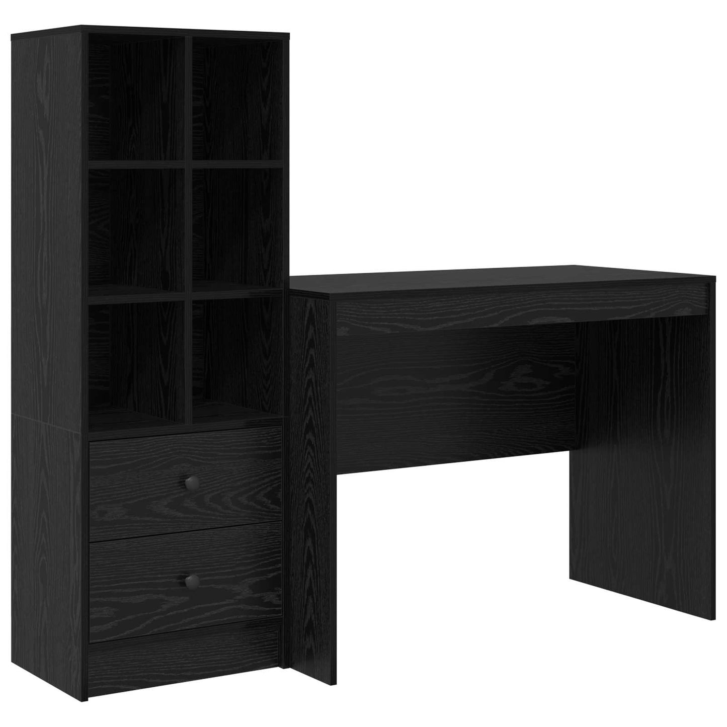 Skrivebord med skuff 2 pcs Svart Eik