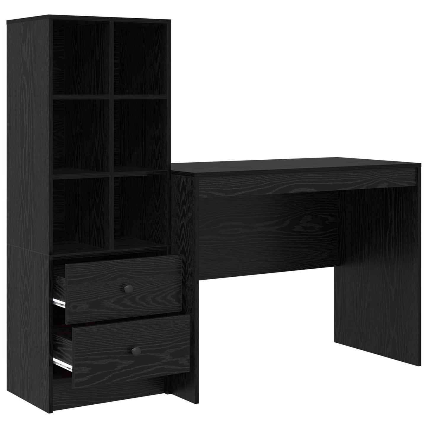 Skrivebord med skuff 2 pcs Svart Eik