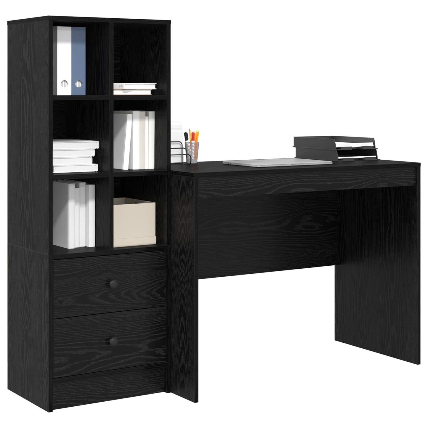 Skrivebord med skuff 2 pcs Svart Eik
