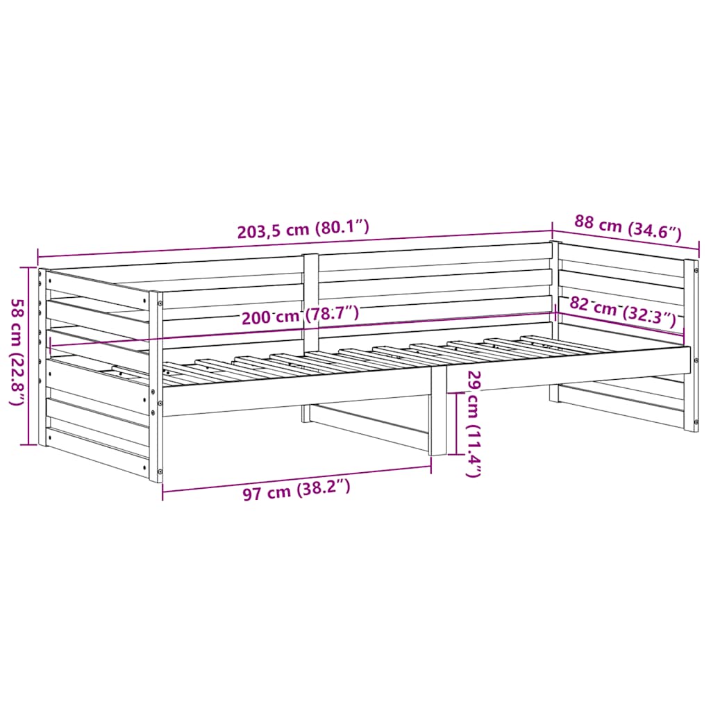 Dagseng uten madrass 80x200 cm heltre furu
