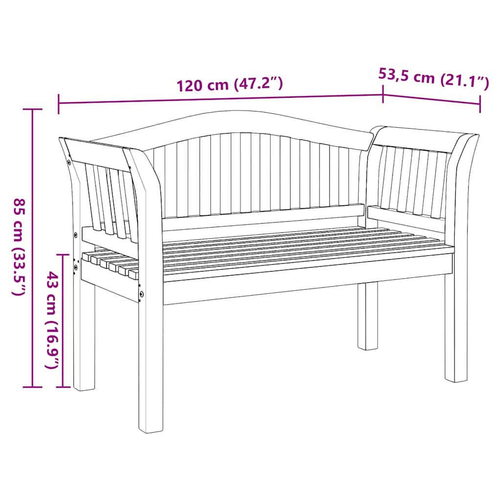 benk Brun 120 x 53,5 x 85 cm Massivt teaktre