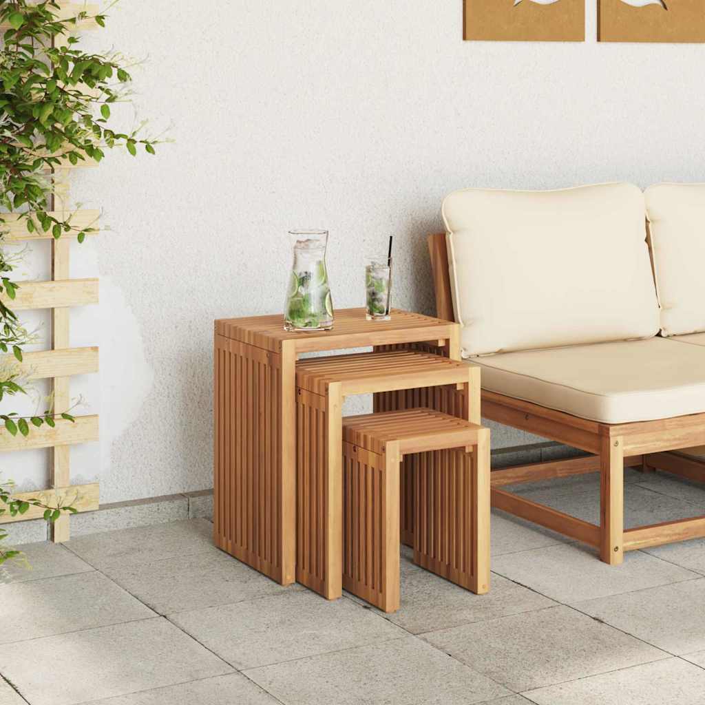 Hagesidebord 3 pcs Brun 33 x 44,5 x 51 cm Massivt Teaktre