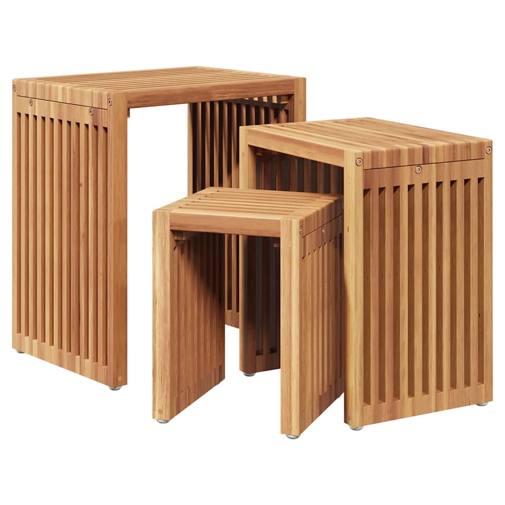 Hagesidebord 3 pcs Brun 33 x 44,5 x 51 cm Massivt Teaktre