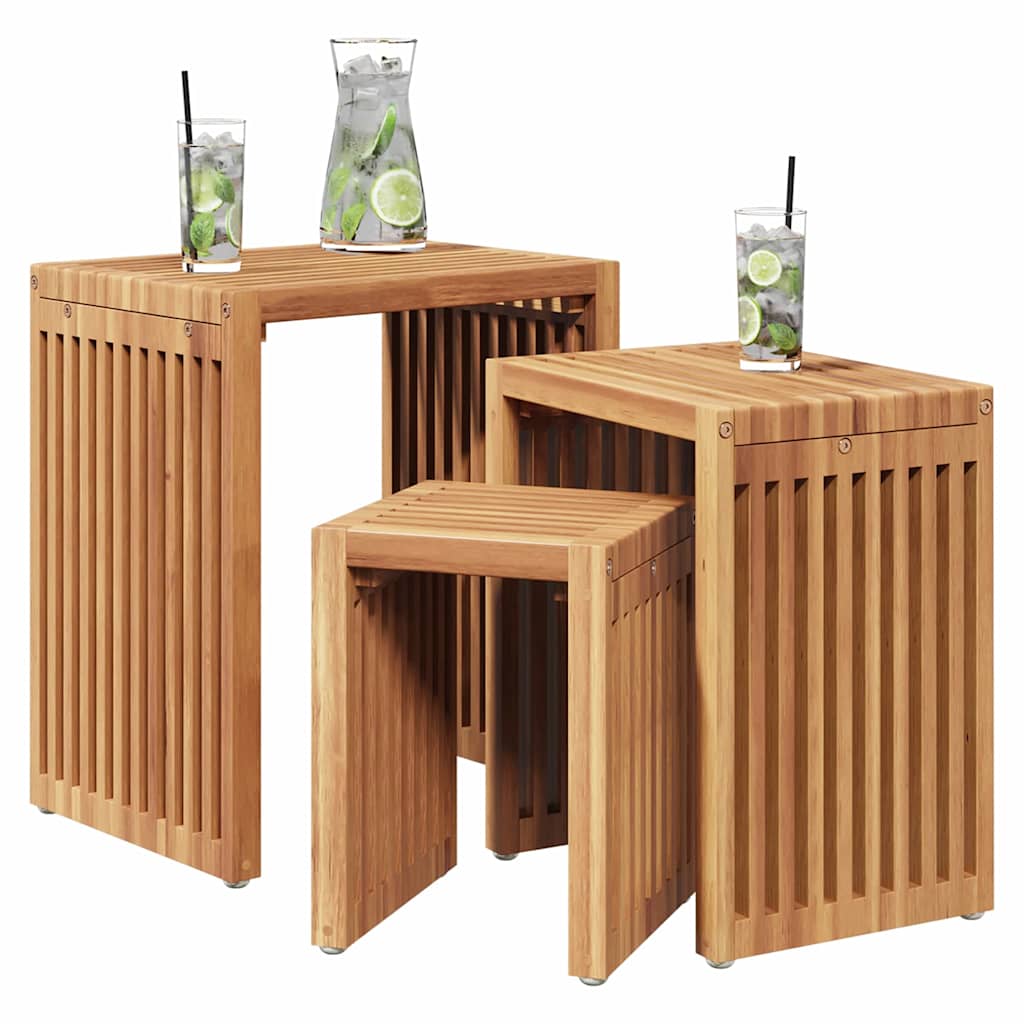 Hagesidebord 3 pcs Brun 33 x 44,5 x 51 cm Massivt Teaktre