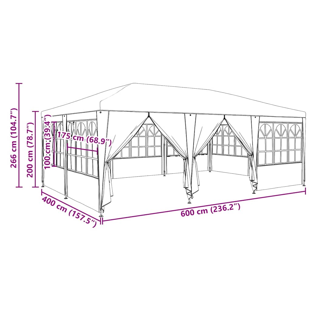 Partytelt Hvit 600 x 400 x 266 cm Polyethylen