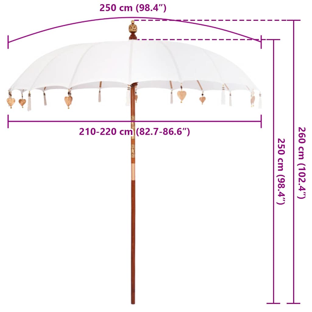 Balinesisk Parasol Krem 220 x 220 x 260 cm