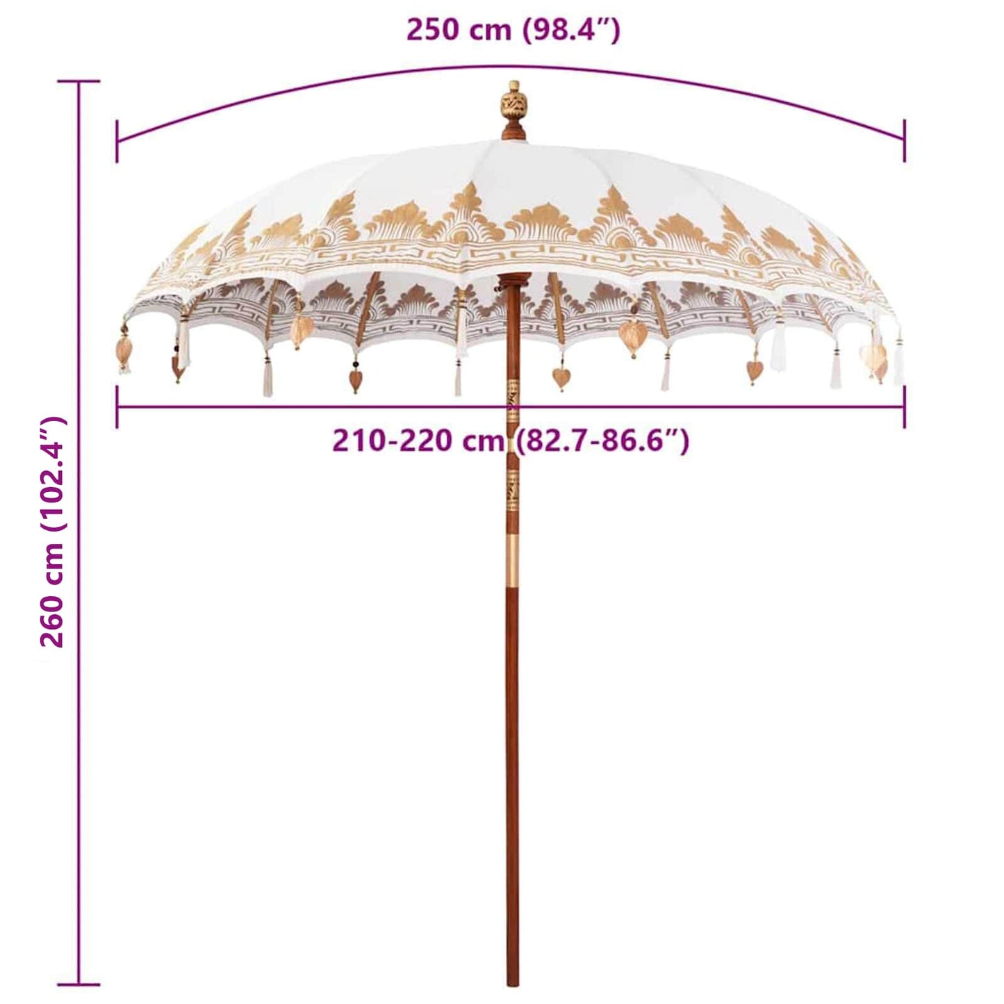 Balinesisk Parasol Krem 215 x 215 x 260 cm