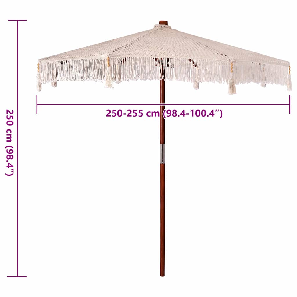 Makrame Parasol Krem 252.5 x 252.5 x 260 cm Bomull og teaktre