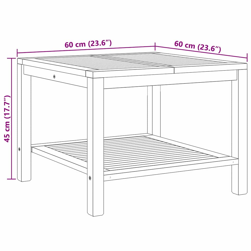 Kaffebord med lagring Brun 60 x 60 x 45 cm Massivt Teaktre