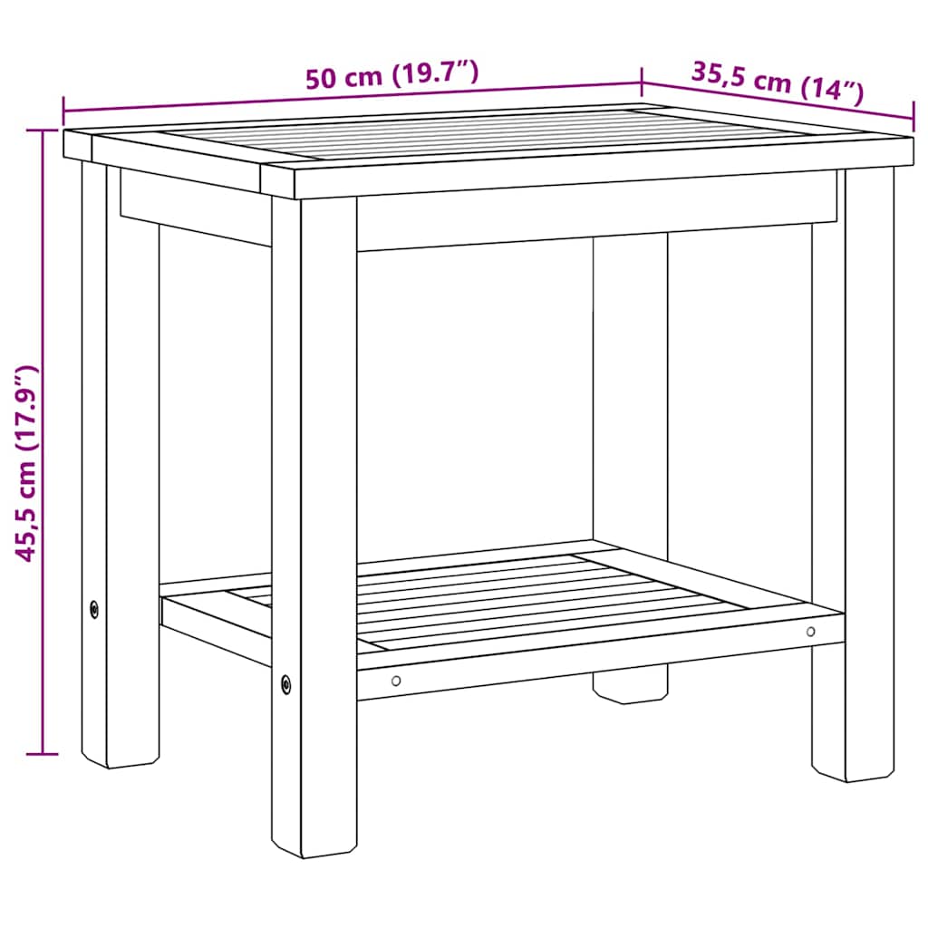 Kaffebord med lagring Brun 50 x 35 x 45 cm Massivt Teaktre