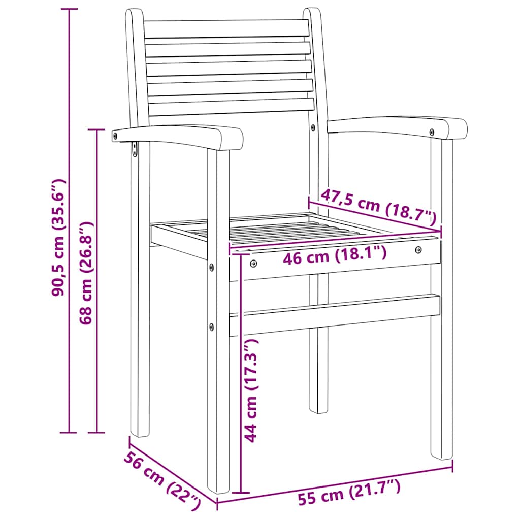 Stol 2 pcs Brun 56 x 55 x 90.5 cm Massivt Teaktre