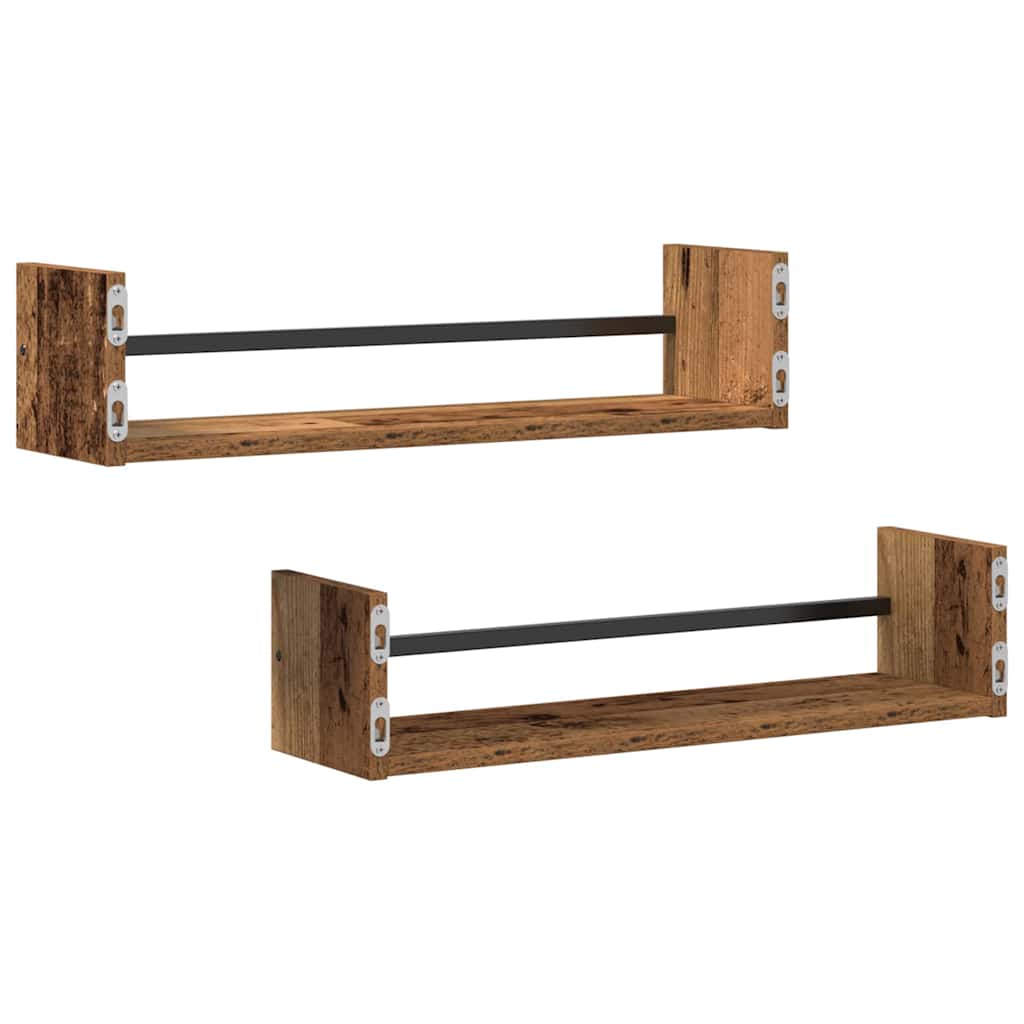 Vegghylle Veggmontert 2 pcs Gammelt tre 60 x 16 x 14 cm