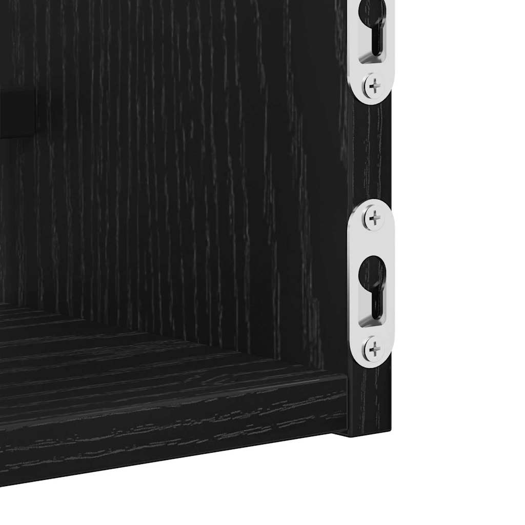 Vegghylle Veggmontert 2 pcs Svart Eik 80 x 16 x 14 cm