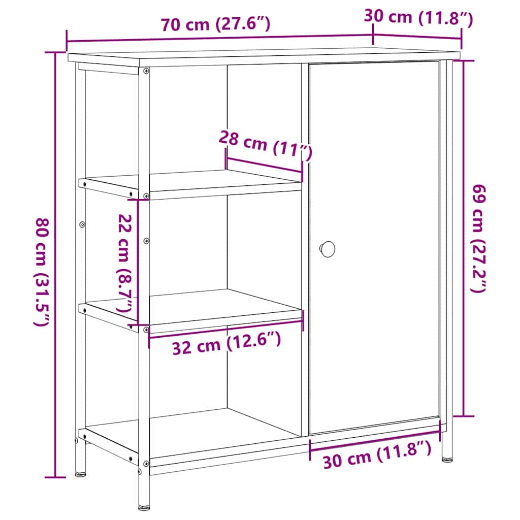 Serviesskap Svart Eik 70 x 30 x 80 cm