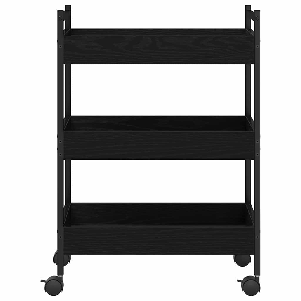 Kjøkkenvogn Svart eik 50 x 30 x 70 cm Konstruert tre